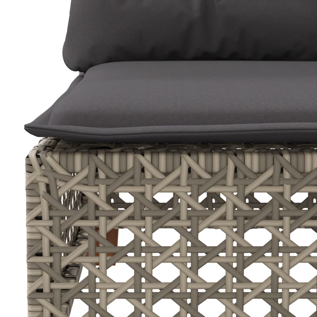 Salon de jardin 9 pcs avec coussins gris résine tressée