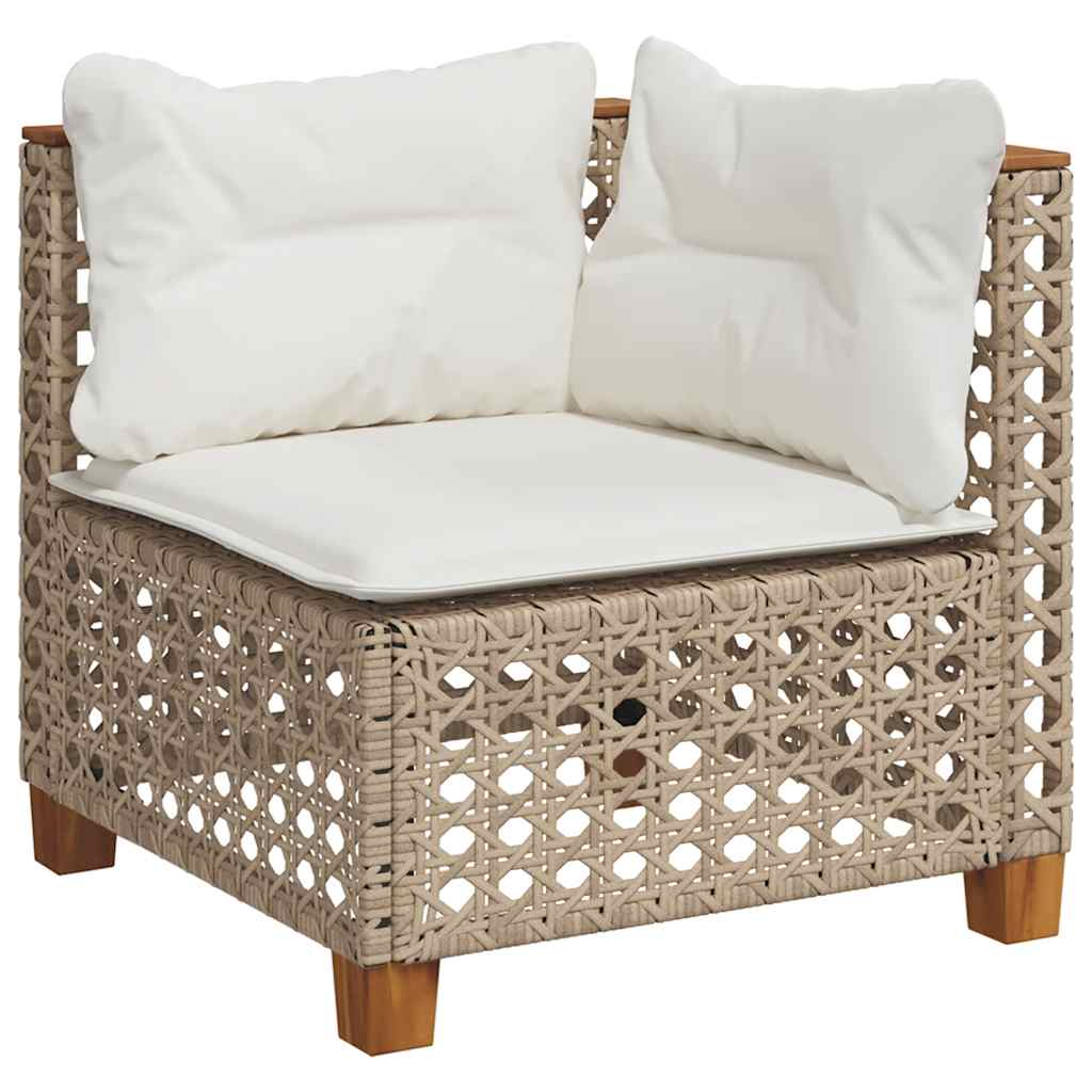 Salon de jardin avec coussins 9 pcs beige résine tressée