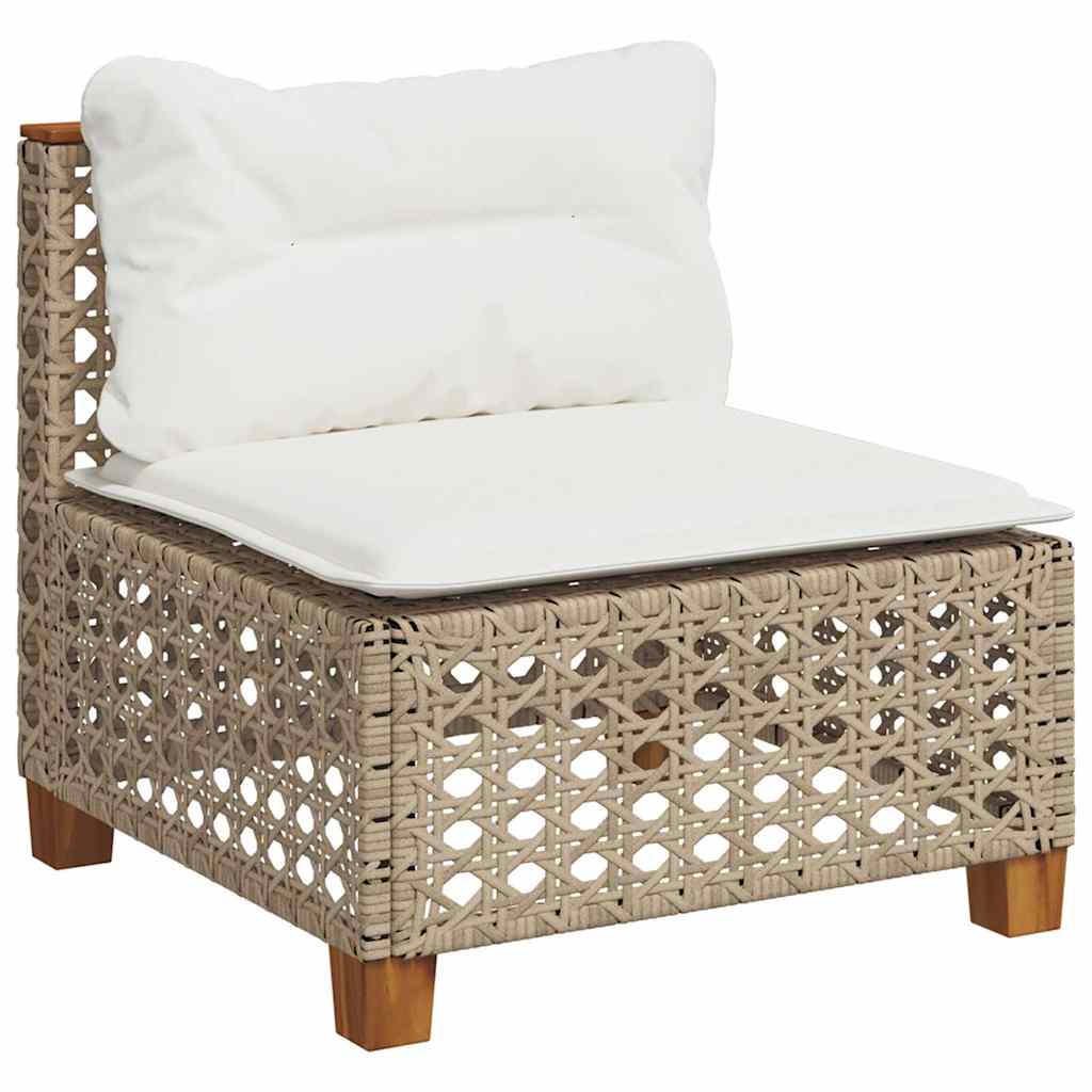 Salon de jardin avec coussins 9 pcs beige résine tressée