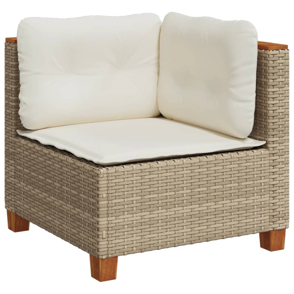 Salon de jardin avec coussins 10 pcs beige résine tressée