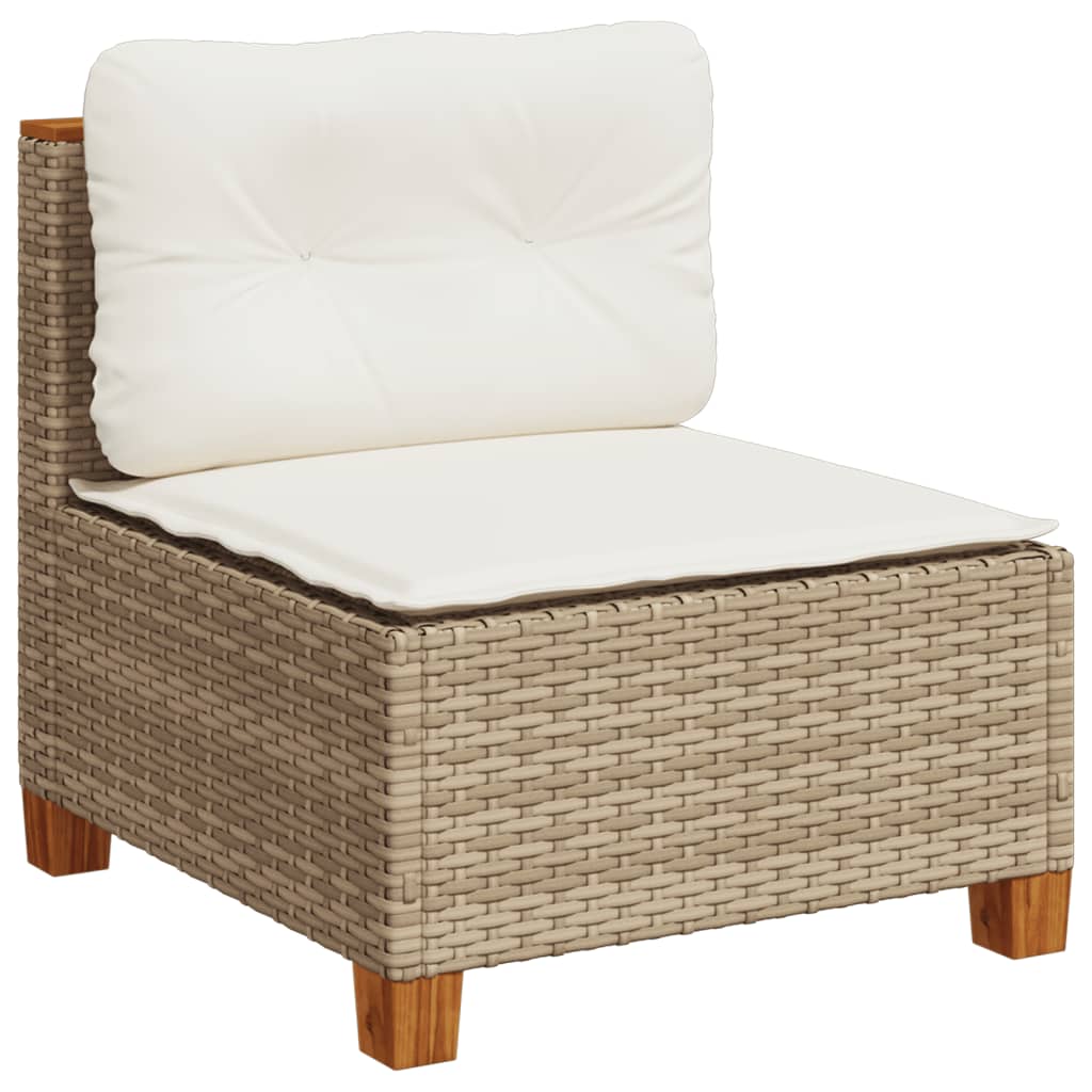 Salon de jardin avec coussins 10 pcs beige résine tressée