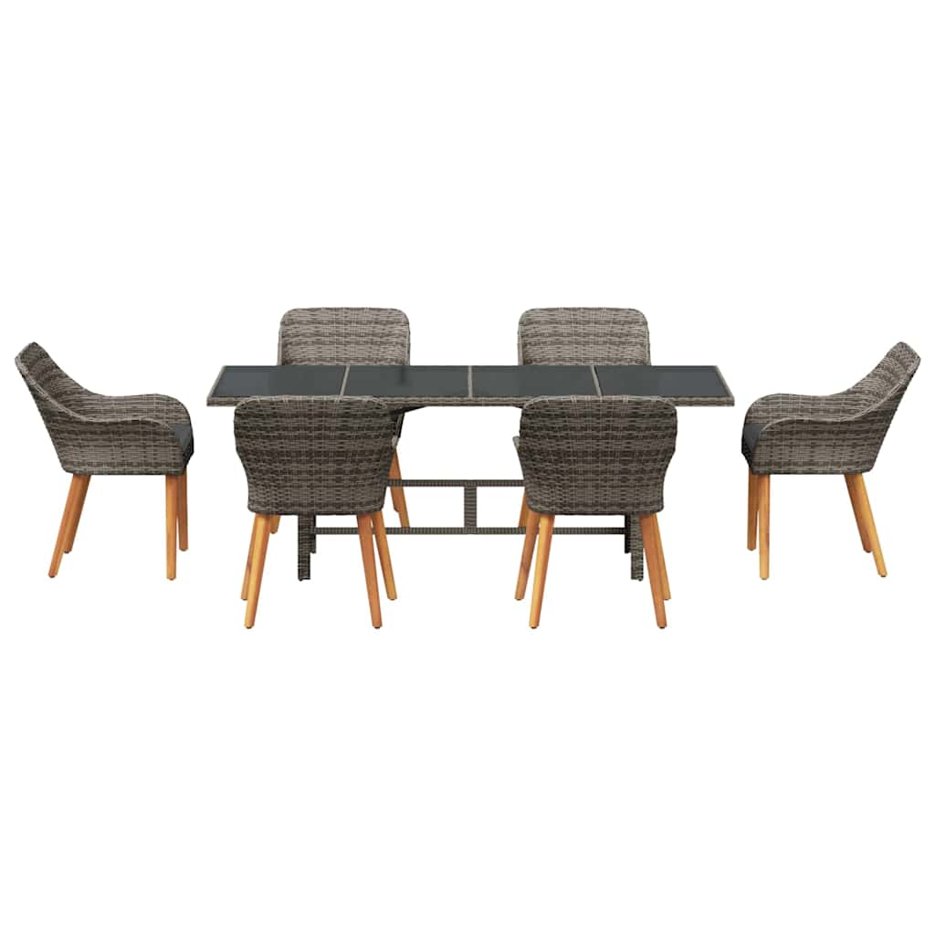 Ensemble de salle à manger pour jardin 7 pcs Gris polyrotin