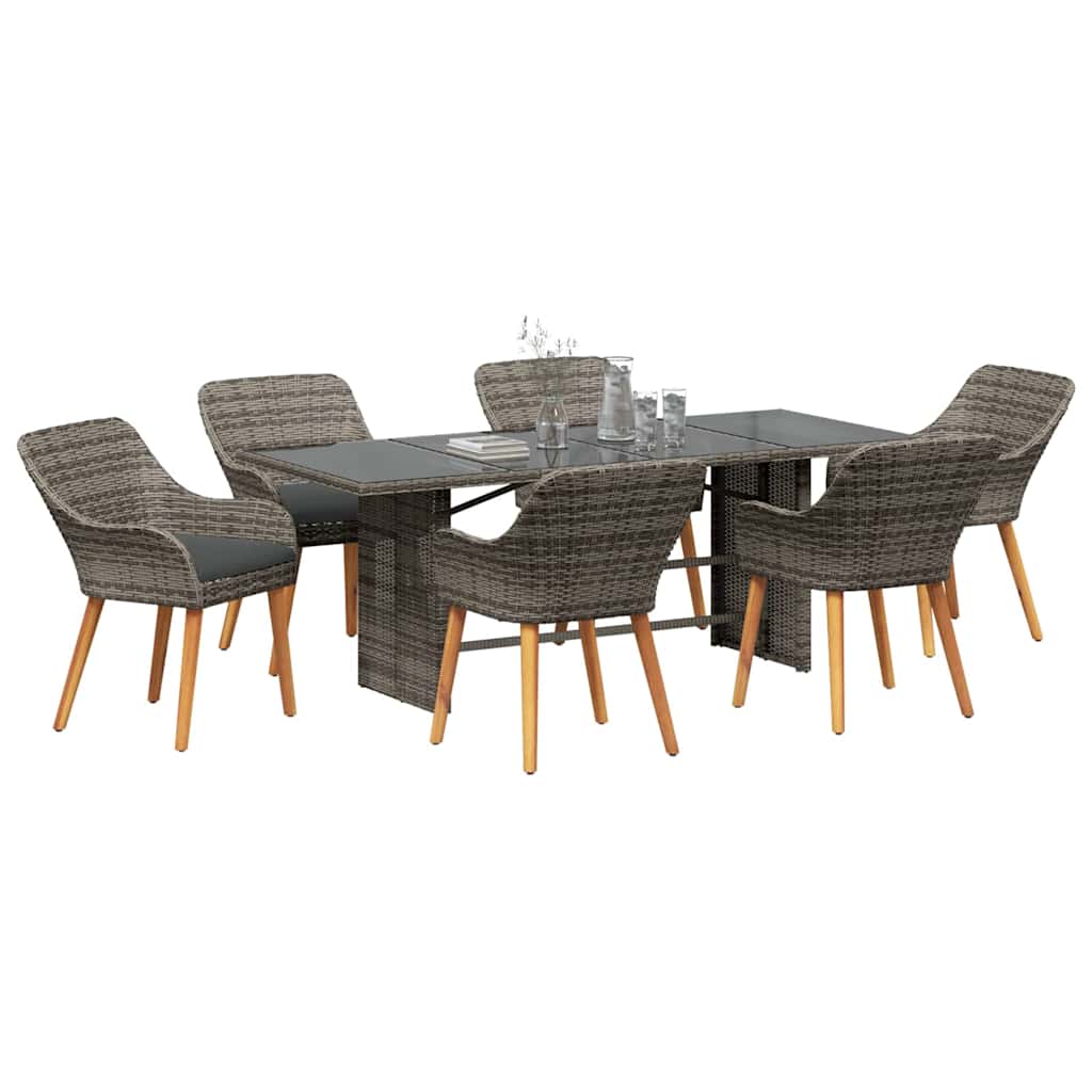 Ensemble de salle à manger pour jardin 7 pcs Gris polyrotin