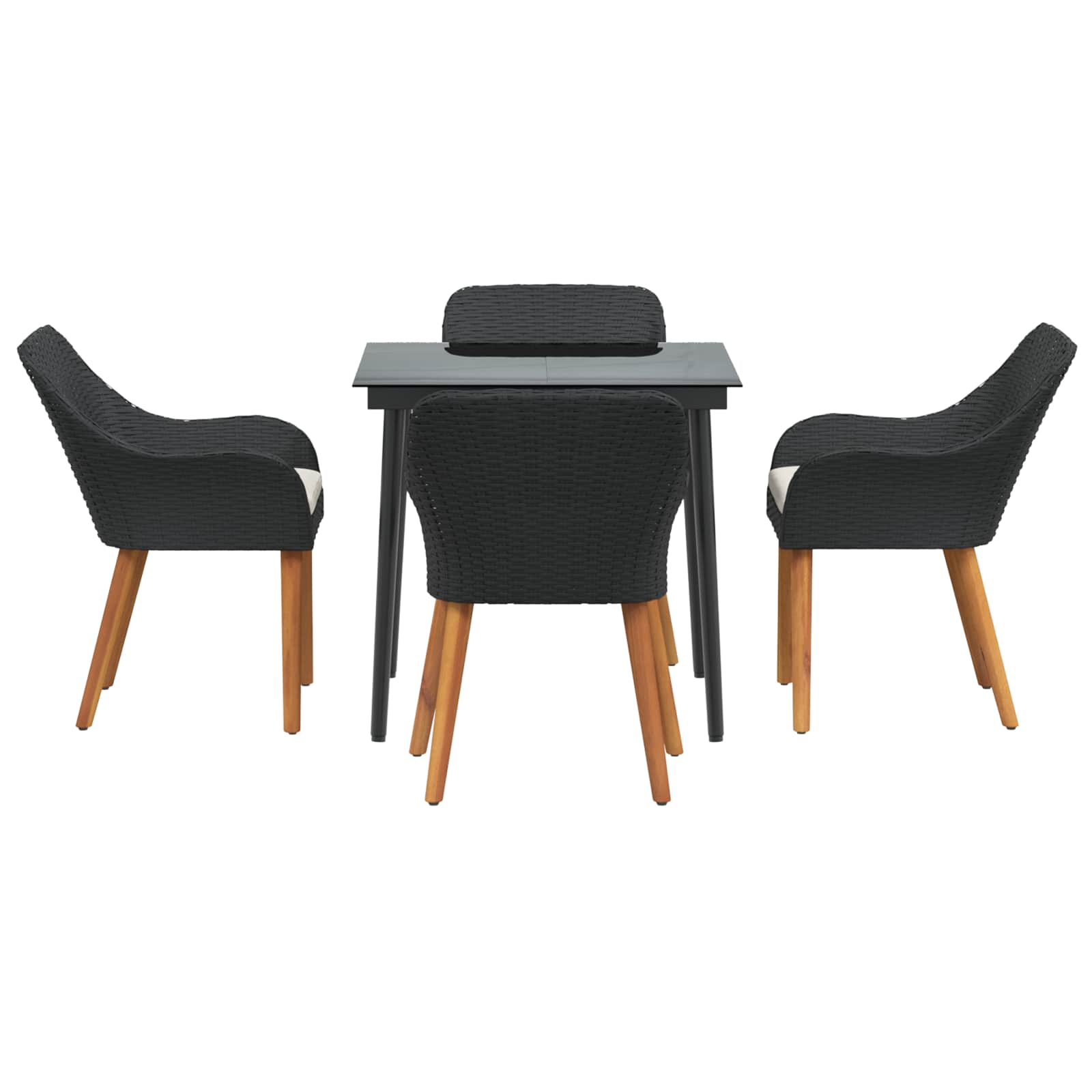 Ensemble de salle à manger pour jardin 5 pcs Noir polyrotin