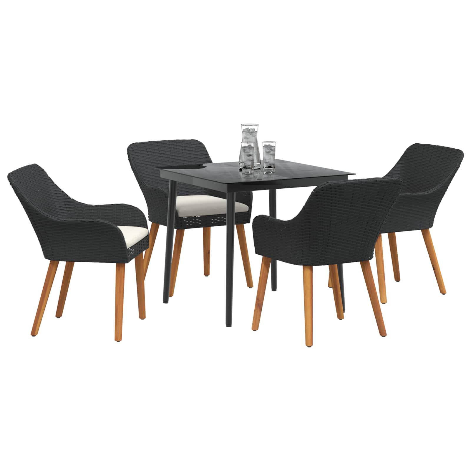 Ensemble de salle à manger pour jardin 5 pcs Noir polyrotin