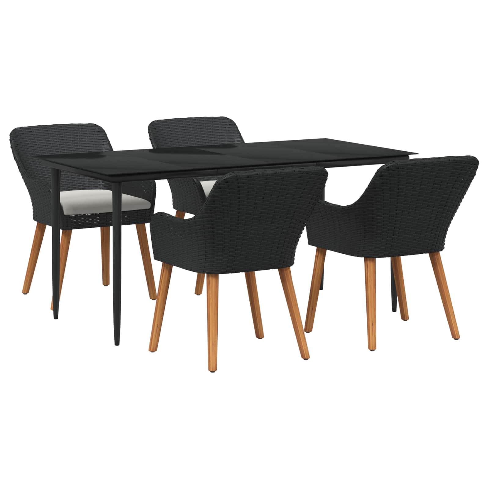 Ensemble de salle à manger pour jardin 5 pc Noir polyrotin - XIOS