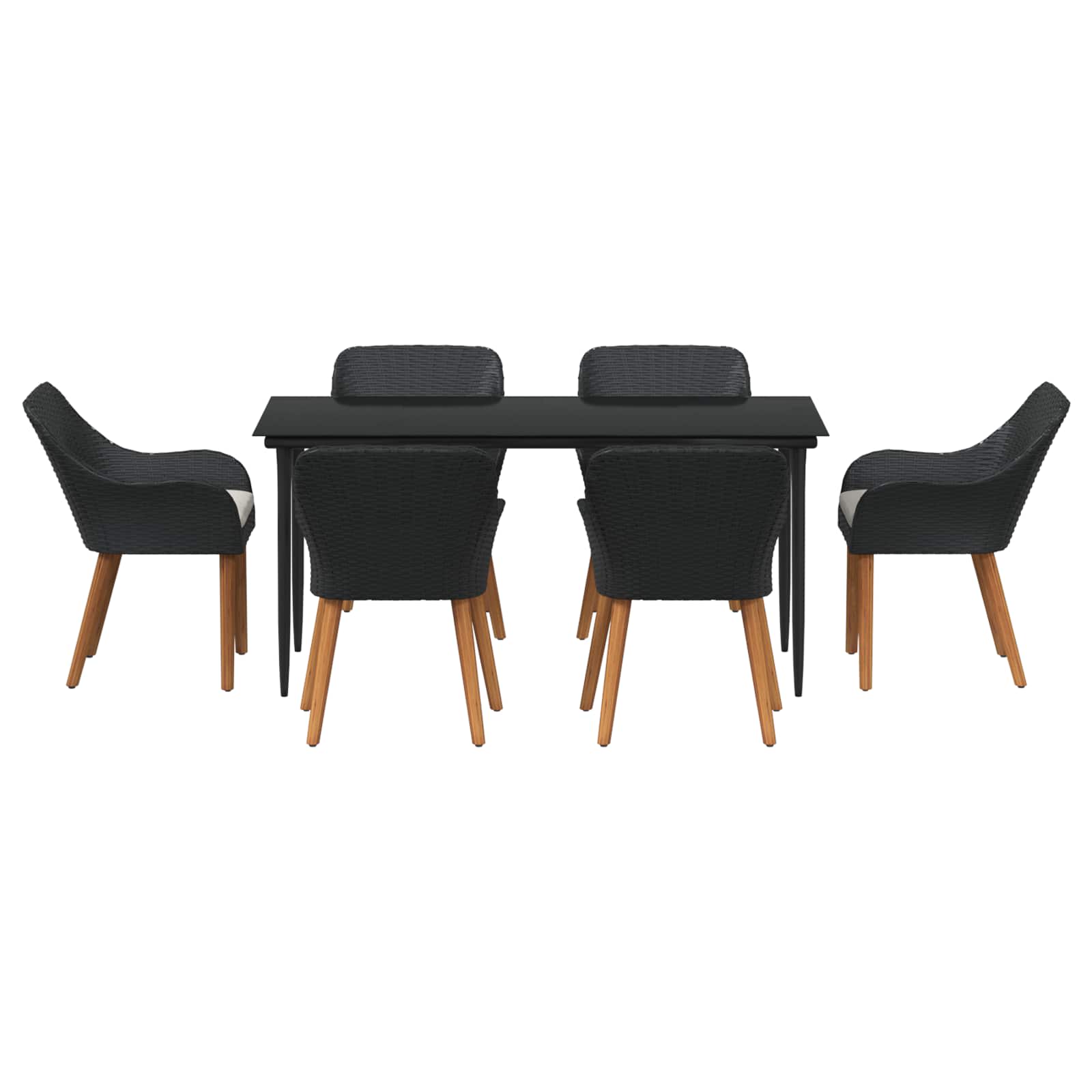 Ensemble de salle à manger pour jardin 7 pcs Noir polyrotin