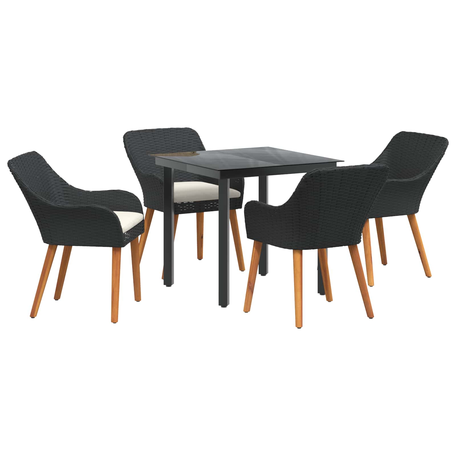 Ensemble de salle à manger pour jardin 5 pcs Noir polyrotin