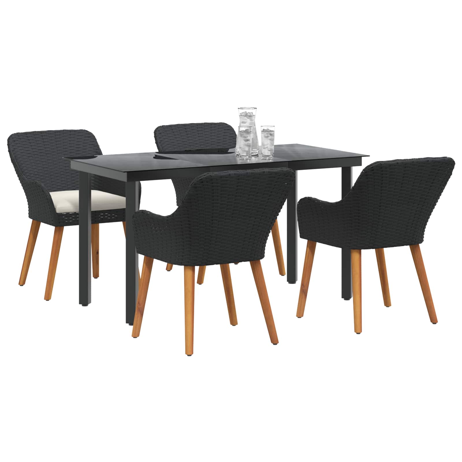 Ensemble de salle à manger pour jardin 5 pcs Noir polyrotin