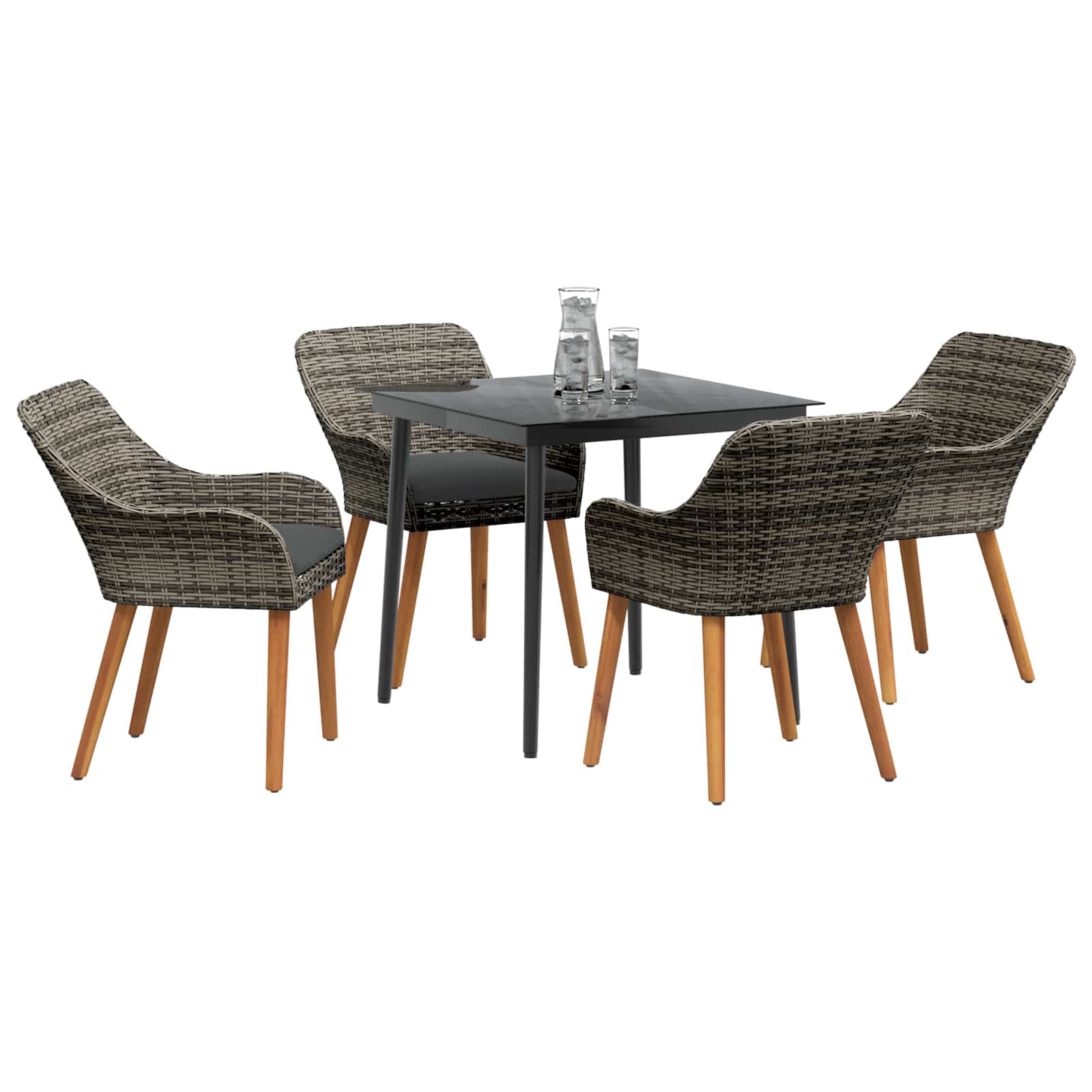 Ensemble de salle à manger pour jardin 5 pcs Gris polyrotin