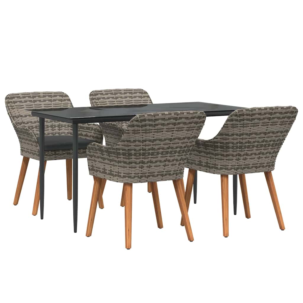 Ensemble de salle à manger pour jardin 5 pcs Gris polyrotin
