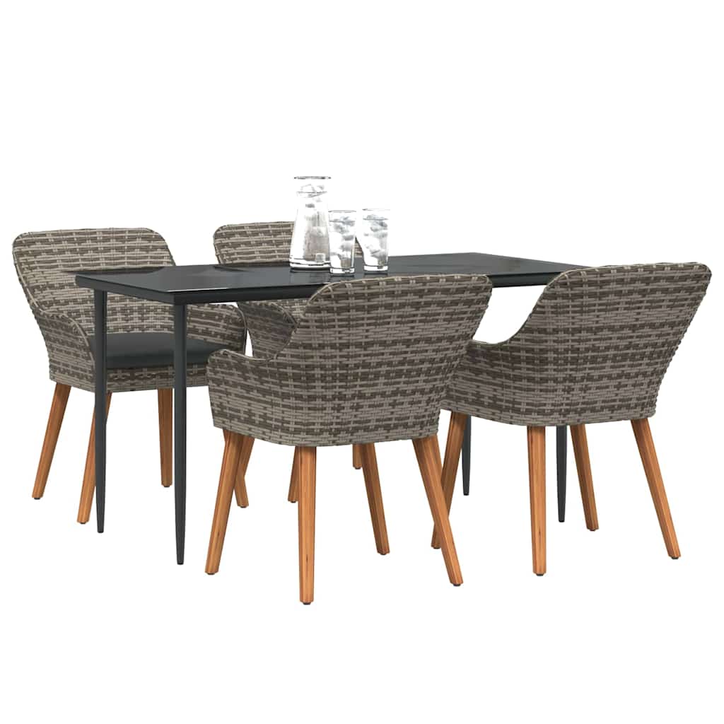 Ensemble de salle à manger pour jardin 5 pcs Gris polyrotin