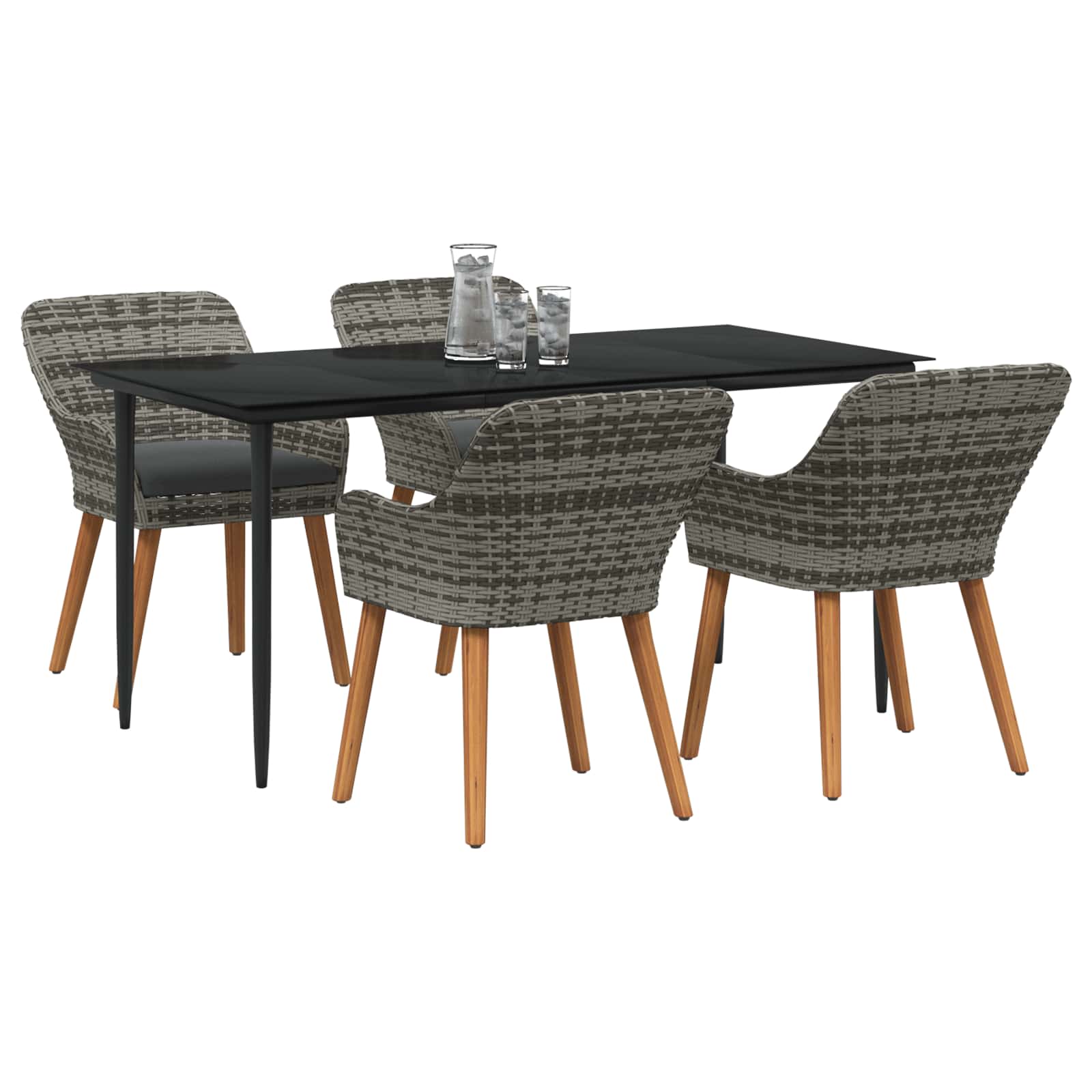 Ensemble de salle à manger pour jardin 5 pc Gris polyrotin - XIOS