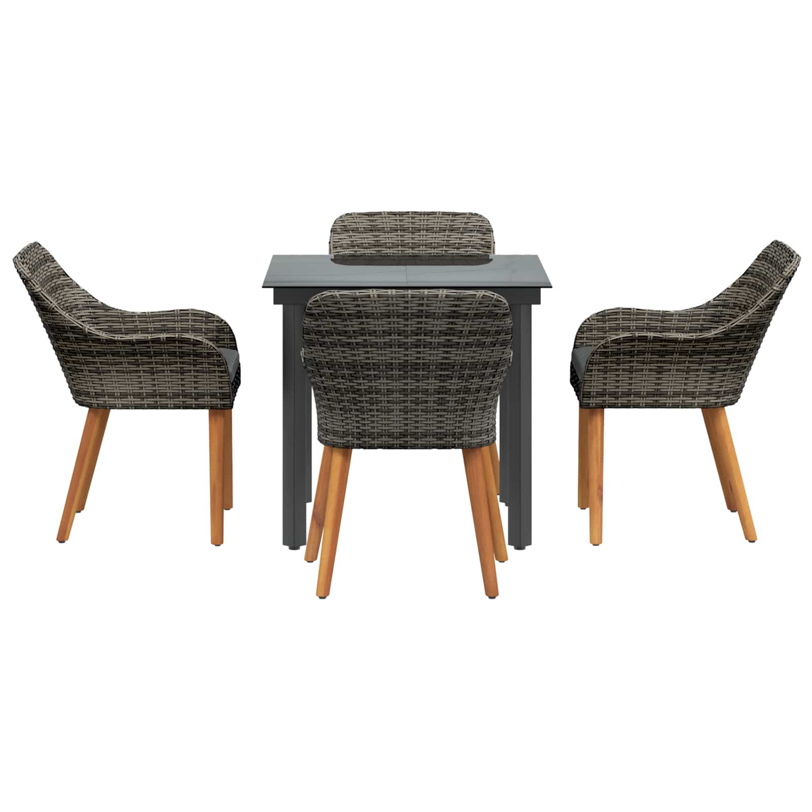 Ensemble de salle à manger pour jardin 5 pcs Gris polyrotin