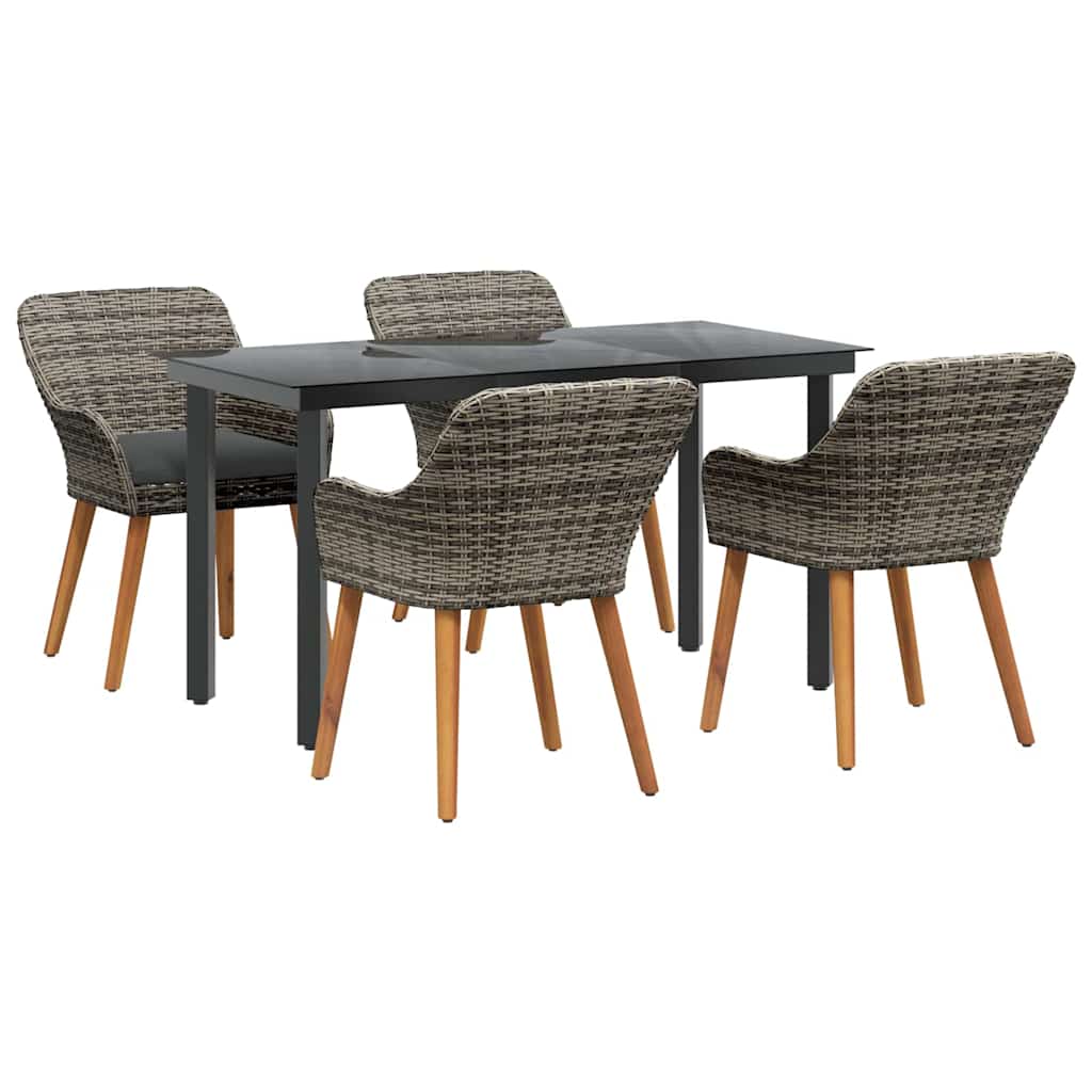 Ensemble de salle à manger pour jardin 5 pcs Gris polyrotin