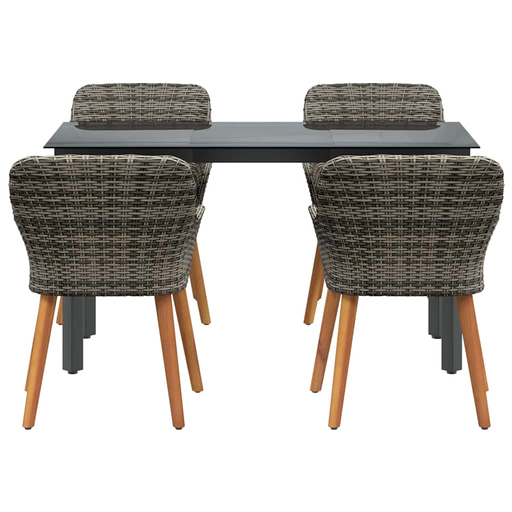 Ensemble de salle à manger pour jardin 5 pcs Gris polyrotin