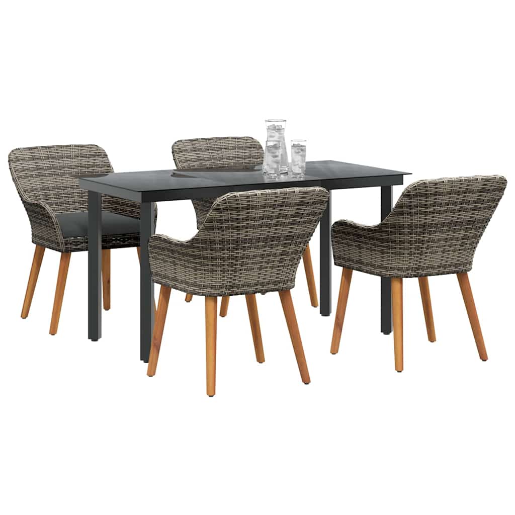 Ensemble de salle à manger pour jardin 5 pcs Gris polyrotin
