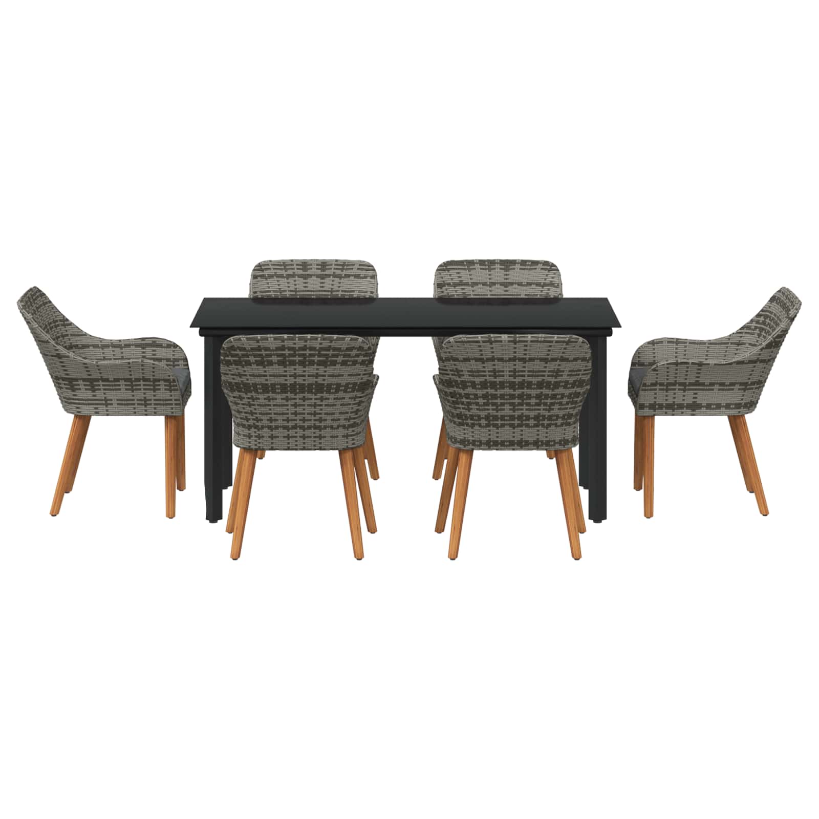 Ensemble de salle à manger pour jardin 7 pcs Gris polyrotin