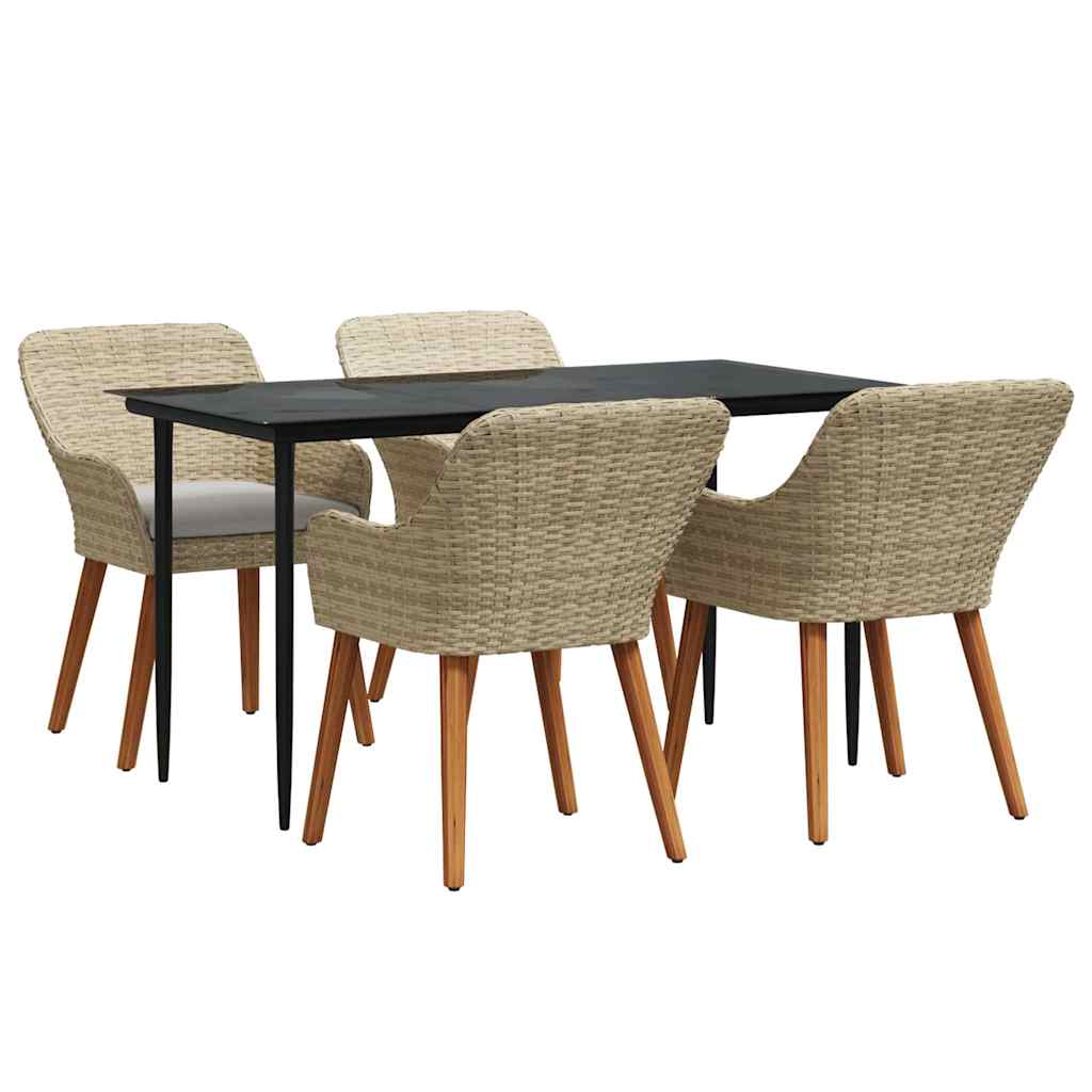 Ensemble de salle à manger pour jardin 5 pcs Beige polyrotin