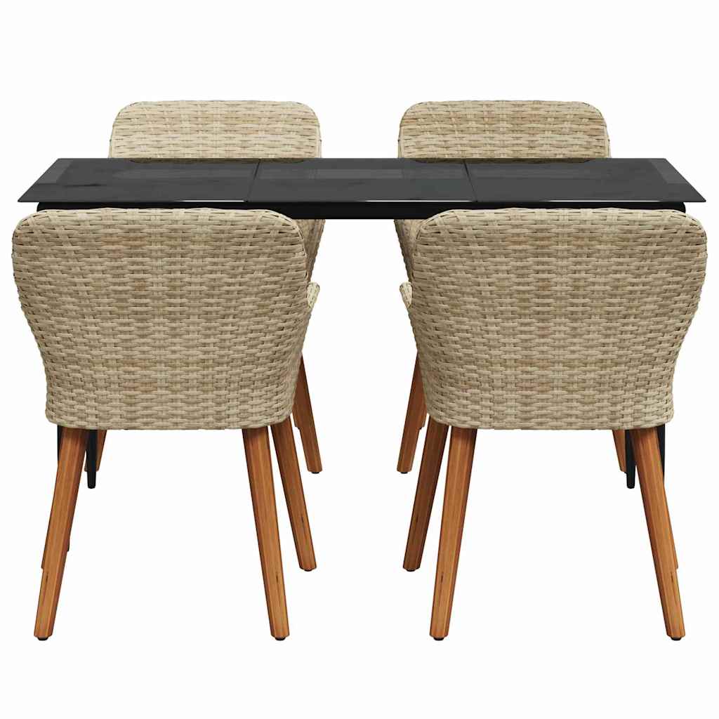 Ensemble de salle à manger pour jardin 5 pcs Beige polyrotin
