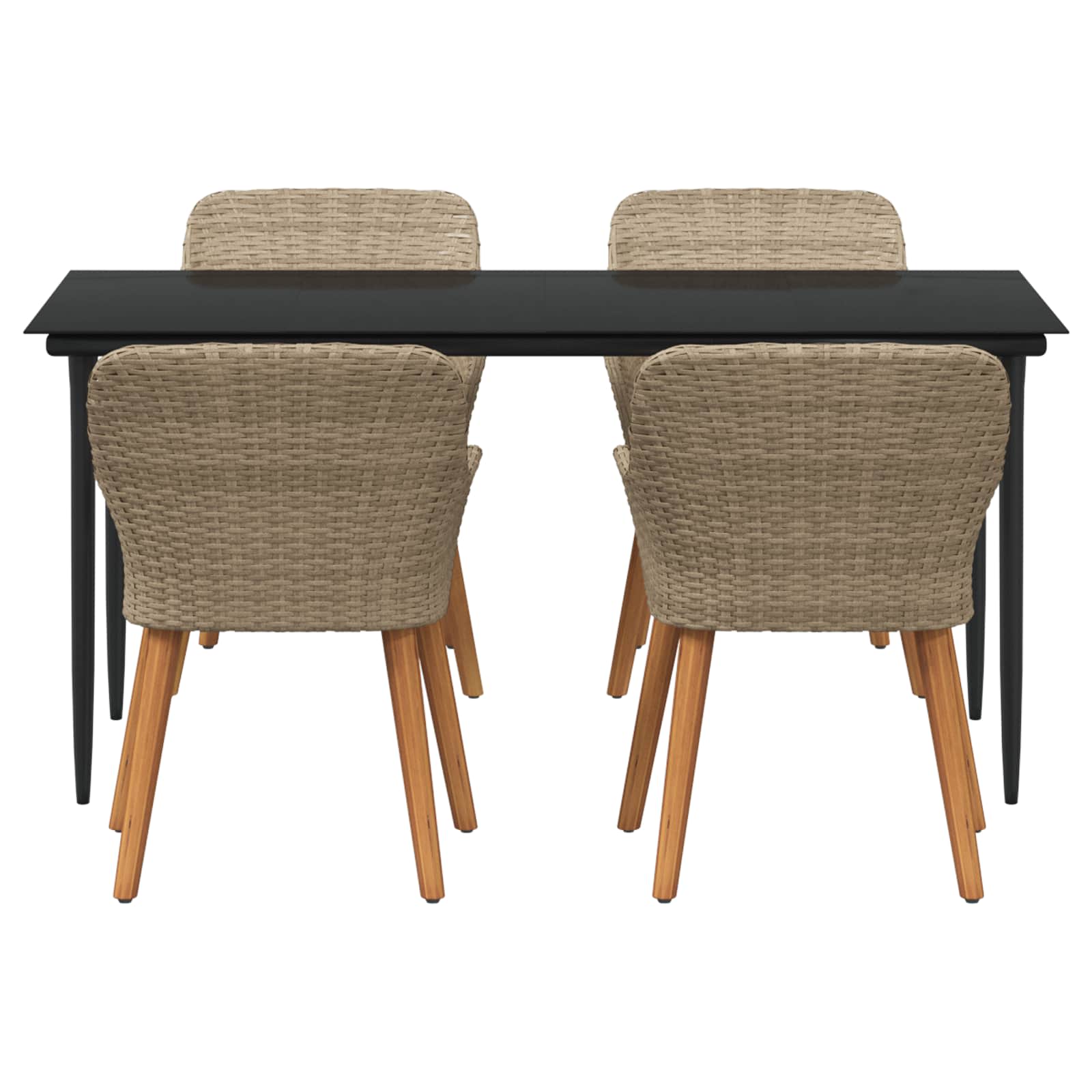 Ensemble de salle à manger pour jardin 5 pcs Beige polyrotin