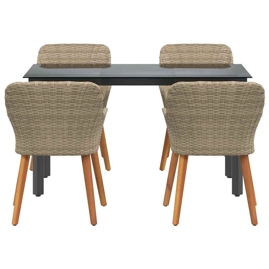 Ensemble de salle à manger pour jardin 5 pcs Beige polyrotin