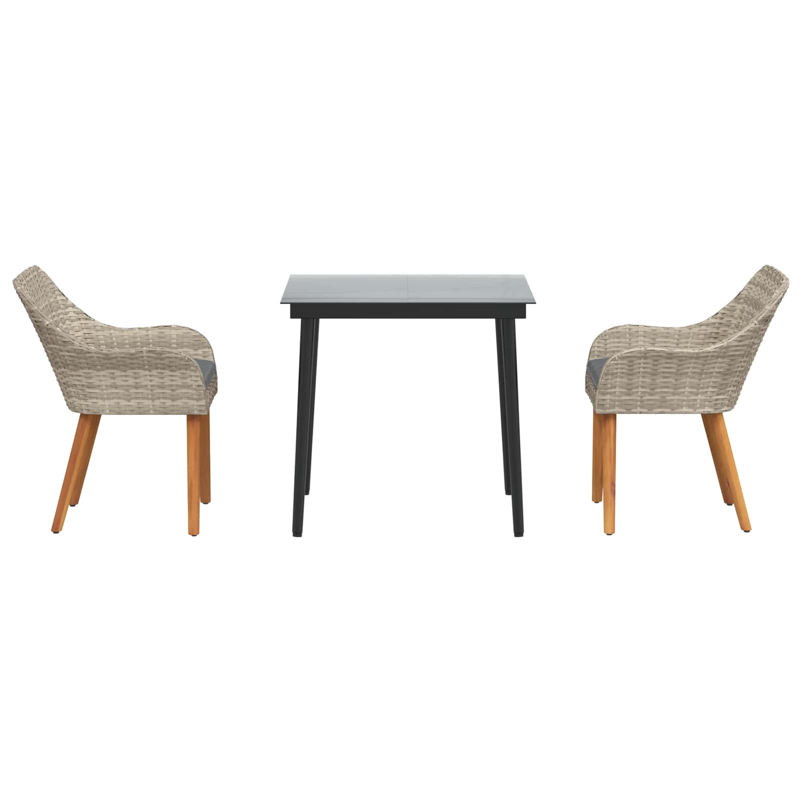 Ensemble de salle à manger pour jardin 3 pcs Gris clair
