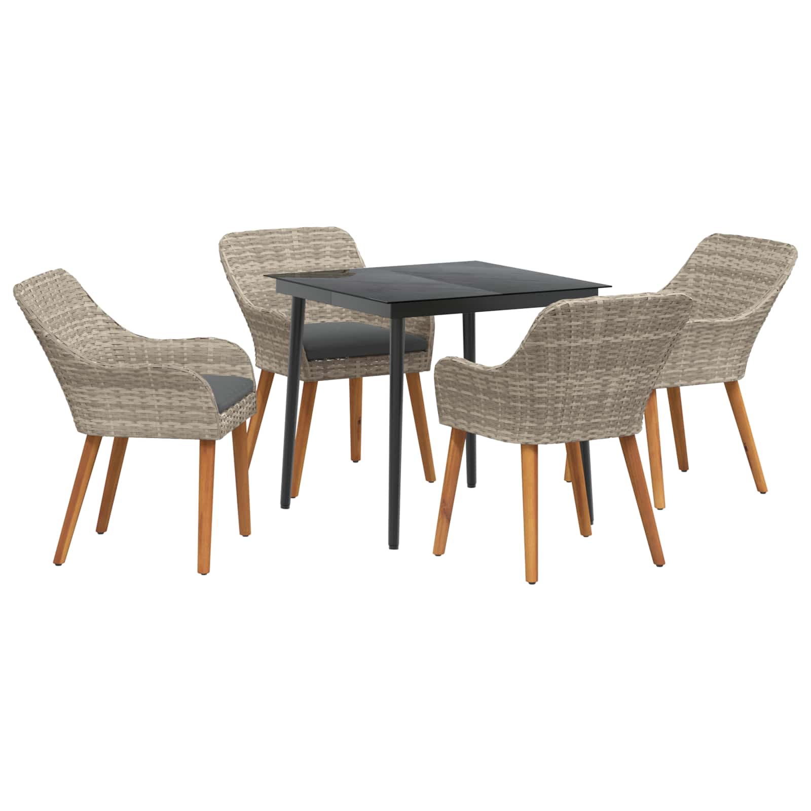 Ensemble de salle à manger pour jardin 5 pcs Gris clair