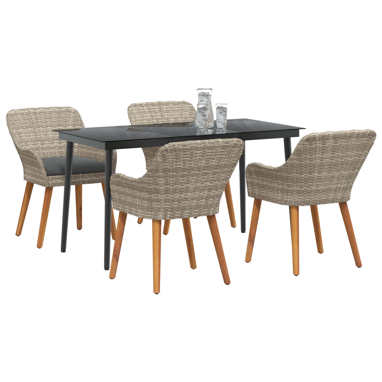 Ensemble de salle à manger pour jardin 5 pcs Gris clair