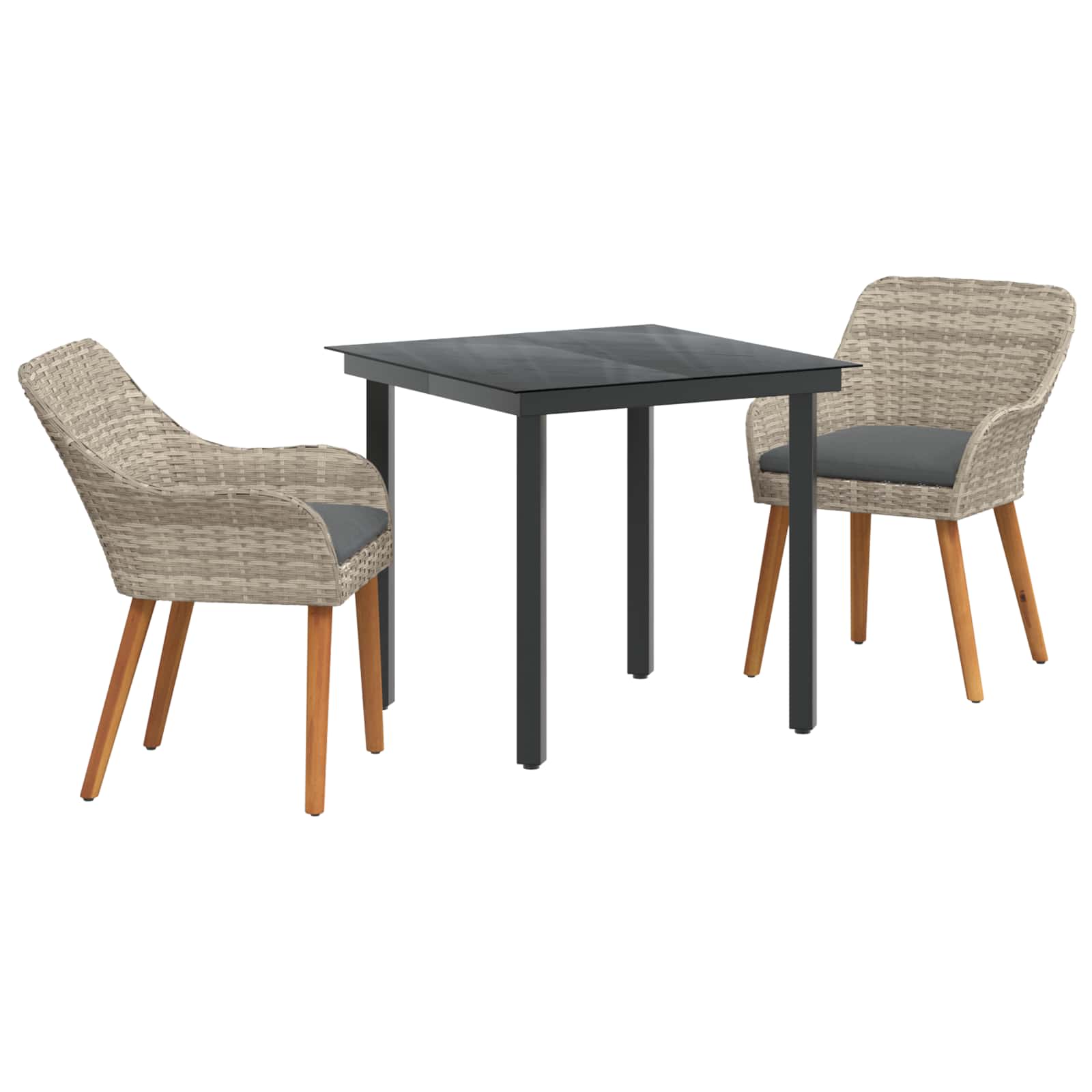 Ensemble de salle à manger pour jardin 3 pcs Gris clair