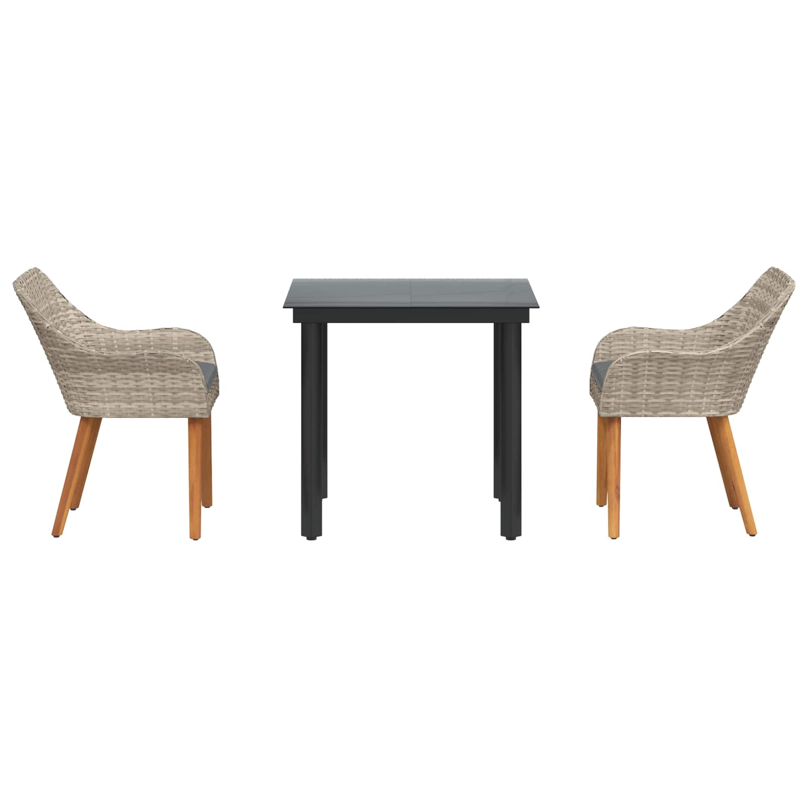 Ensemble de salle à manger pour jardin 3 pcs Gris clair