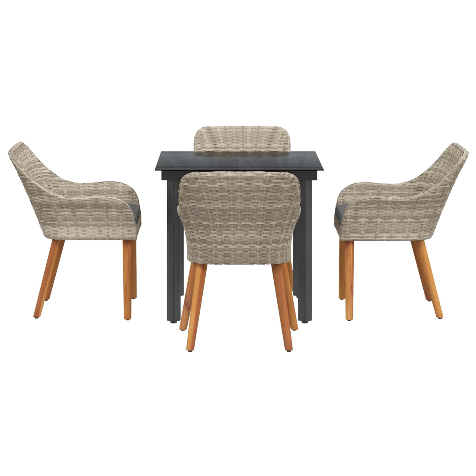 Ensemble de salle à manger pour jardin 5 pcs Gris clair