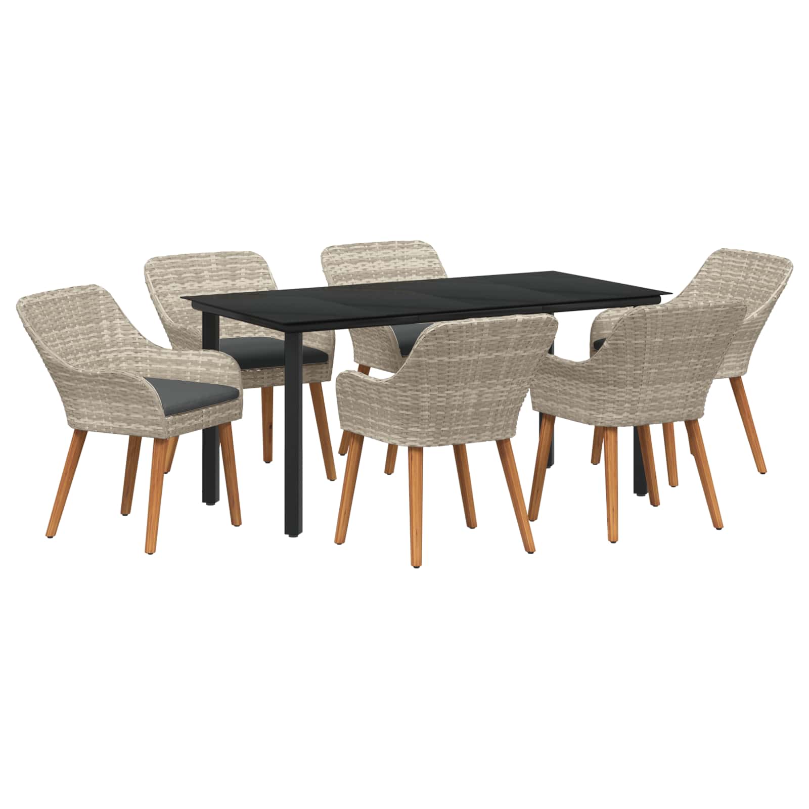 Ensemble de salle à manger pour jardin 7 pcs Gris clair