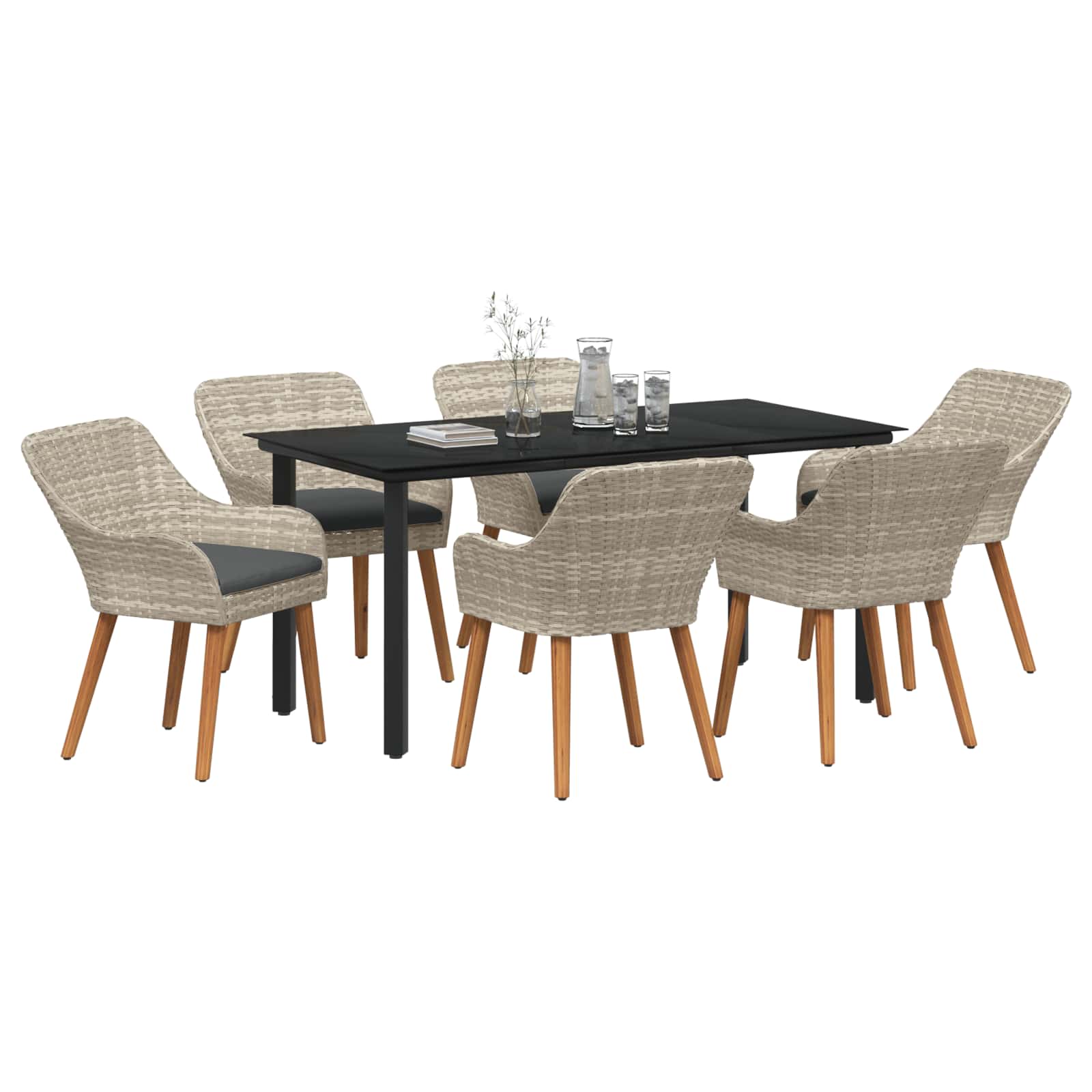 Ensemble de salle à manger pour jardin 7 pcs Gris clair