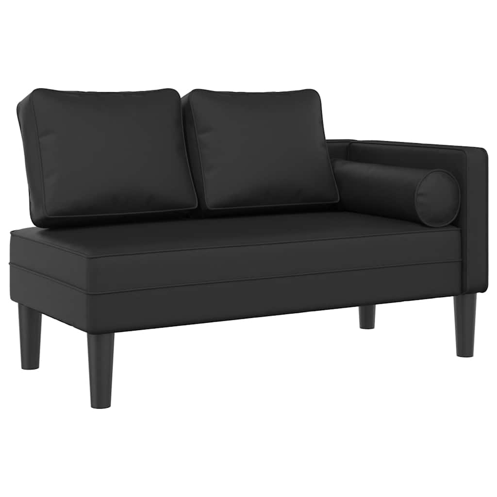 Chaise longue avec coussins noir similicuir - XIOS