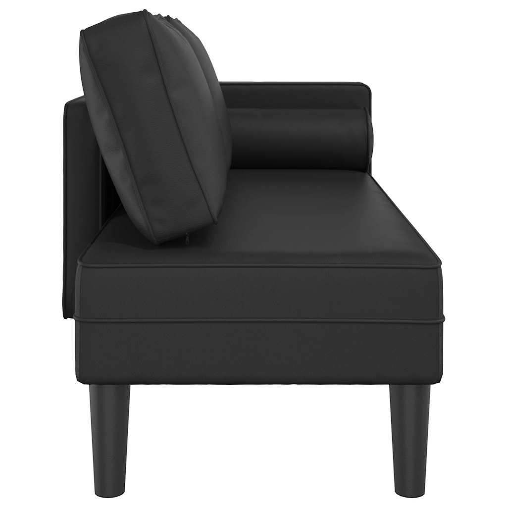 Chaise longue avec coussins noir similicuir - XIOS