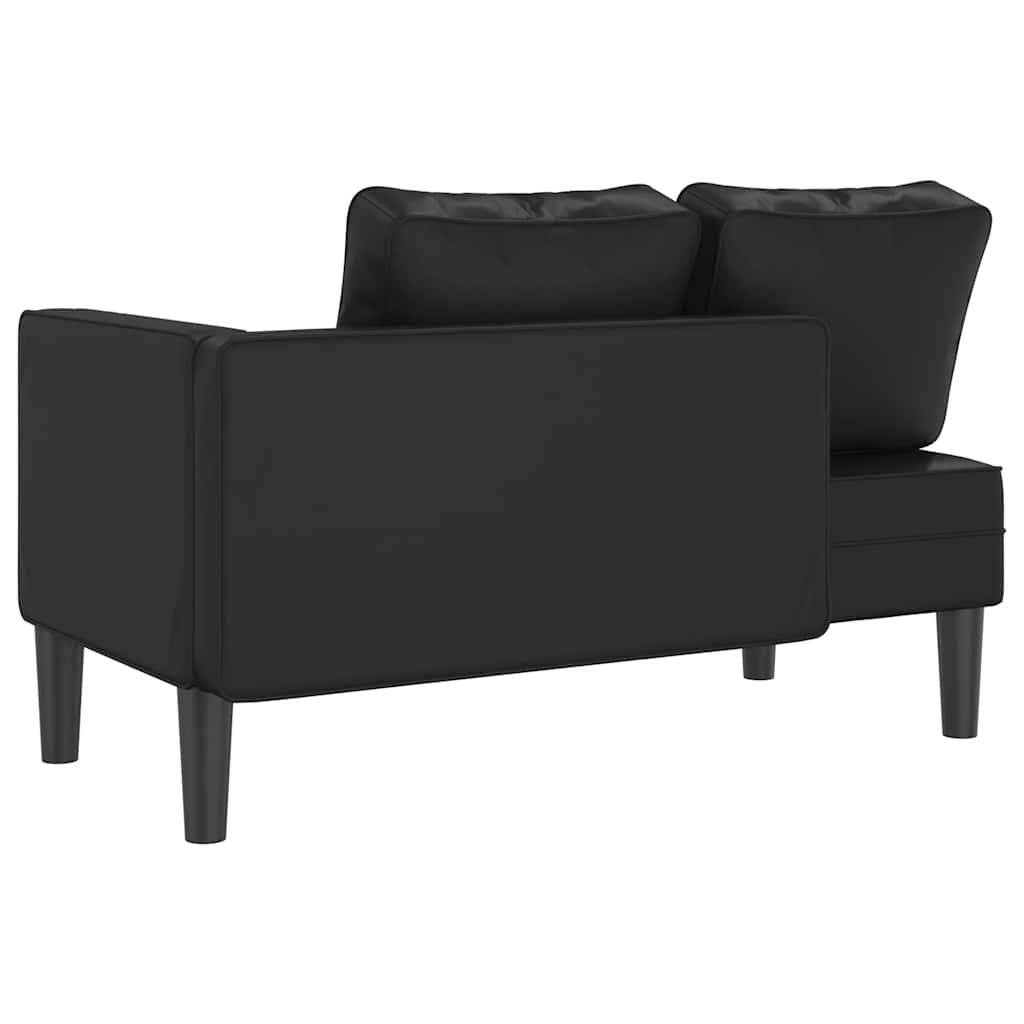 Chaise longue avec coussins noir similicuir - XIOS