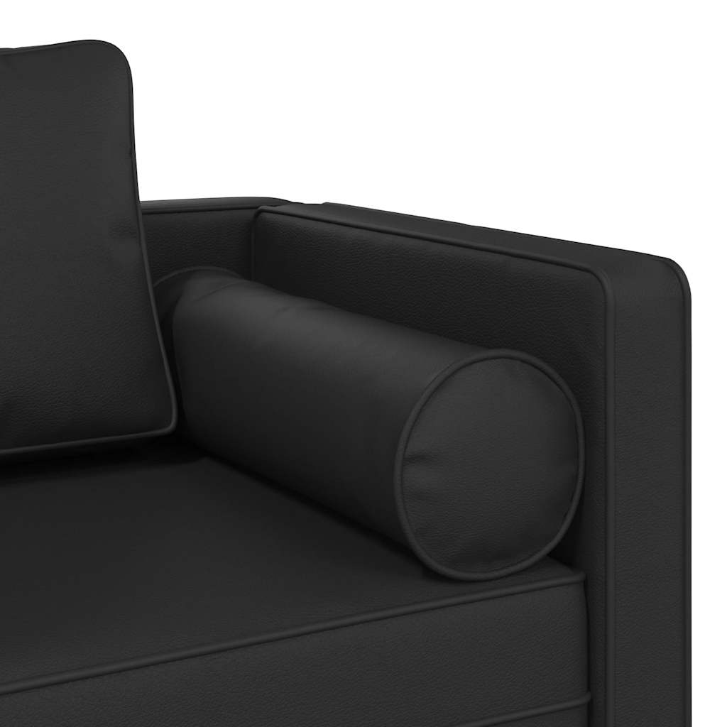 Chaise longue avec coussins noir similicuir - XIOS