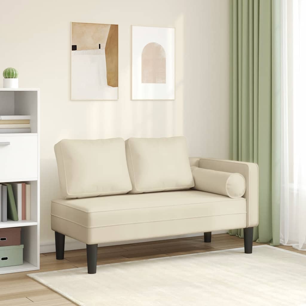 Chaise longue avec coussins crème similicuir - XIOS