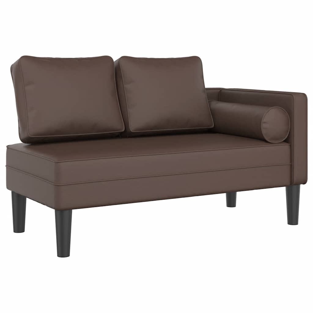 Chaise longue avec coussins marron similicuir - XIOS