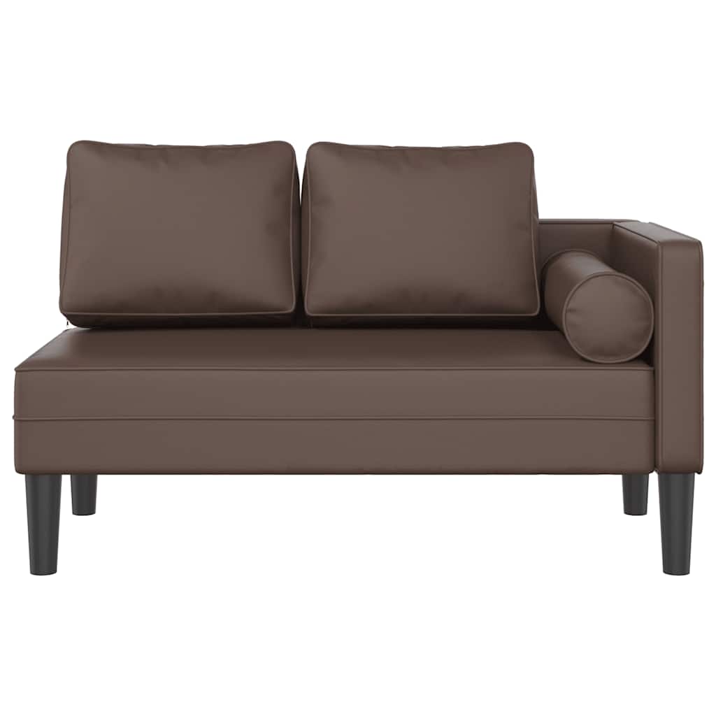 Chaise longue avec coussins marron similicuir - XIOS
