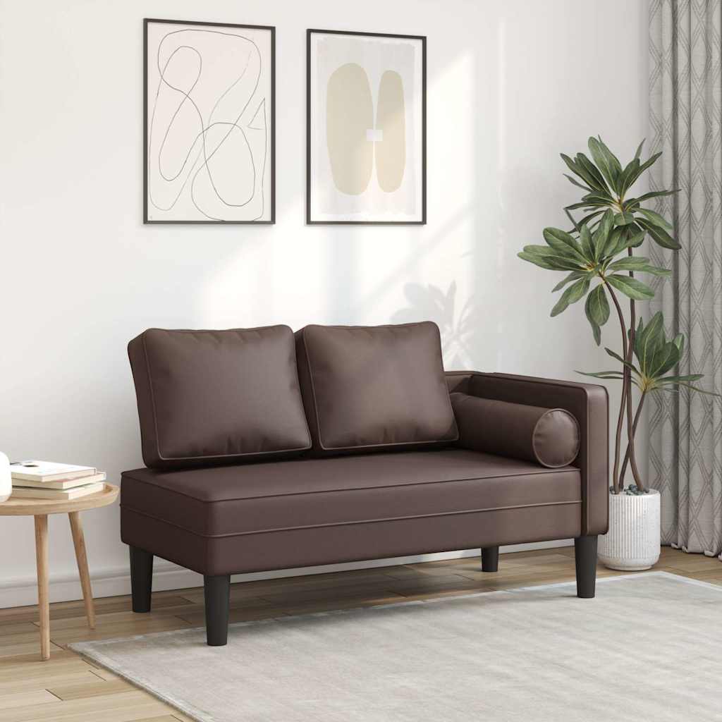 Chaise longue avec coussins marron similicuir - XIOS