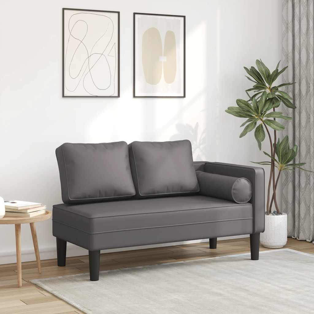 Chaise longue avec coussins gris similicuir - XIOS
