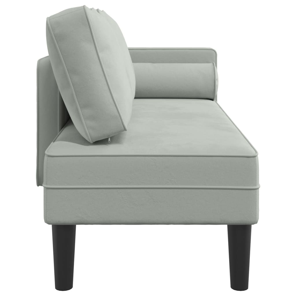 Chaise longue avec coussins gris clair velours - XIOS
