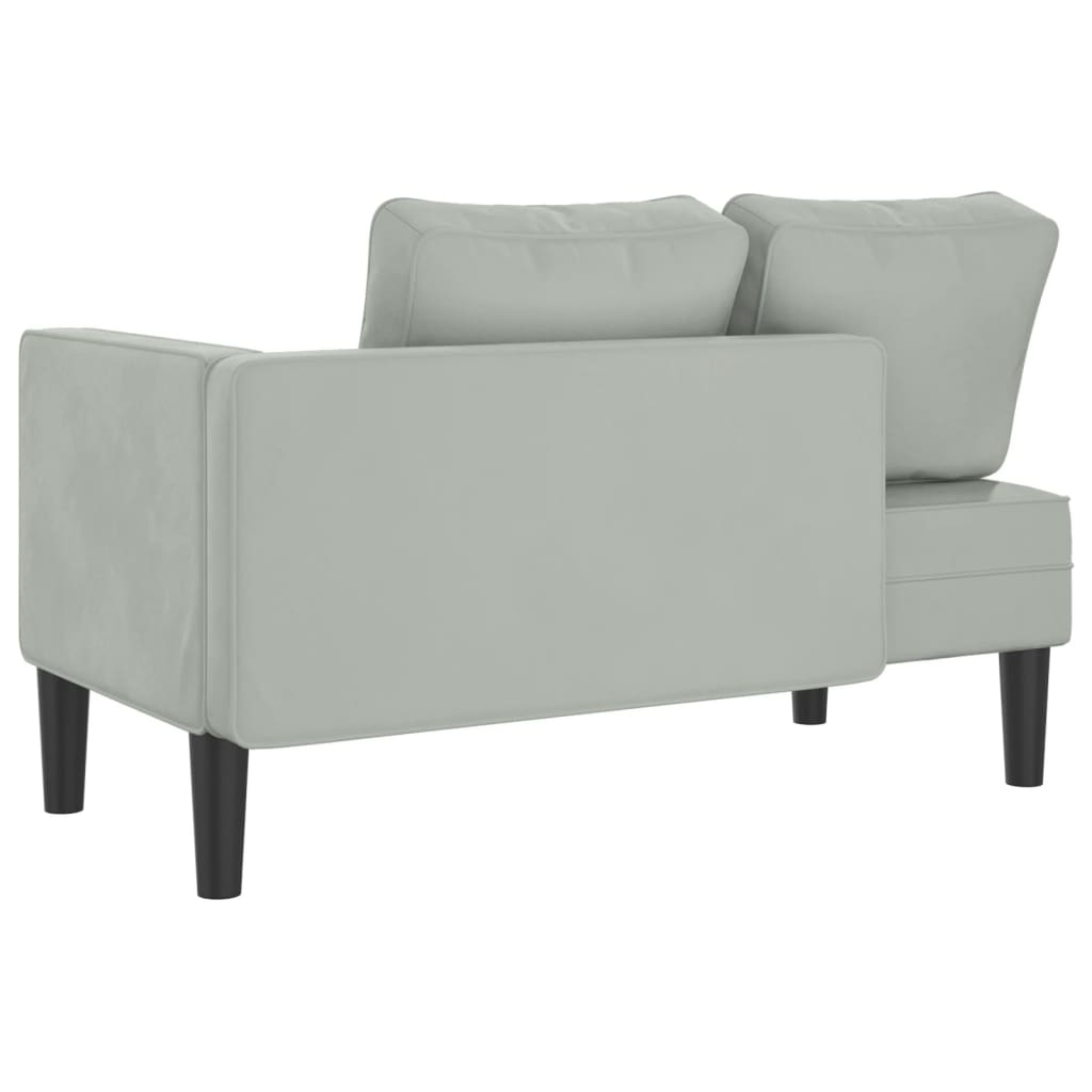 Chaise longue avec coussins gris clair velours - XIOS