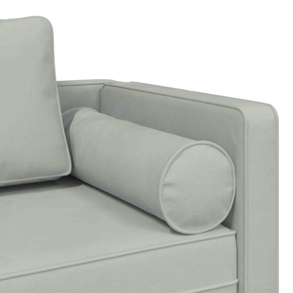 Chaise longue avec coussins gris clair velours - XIOS