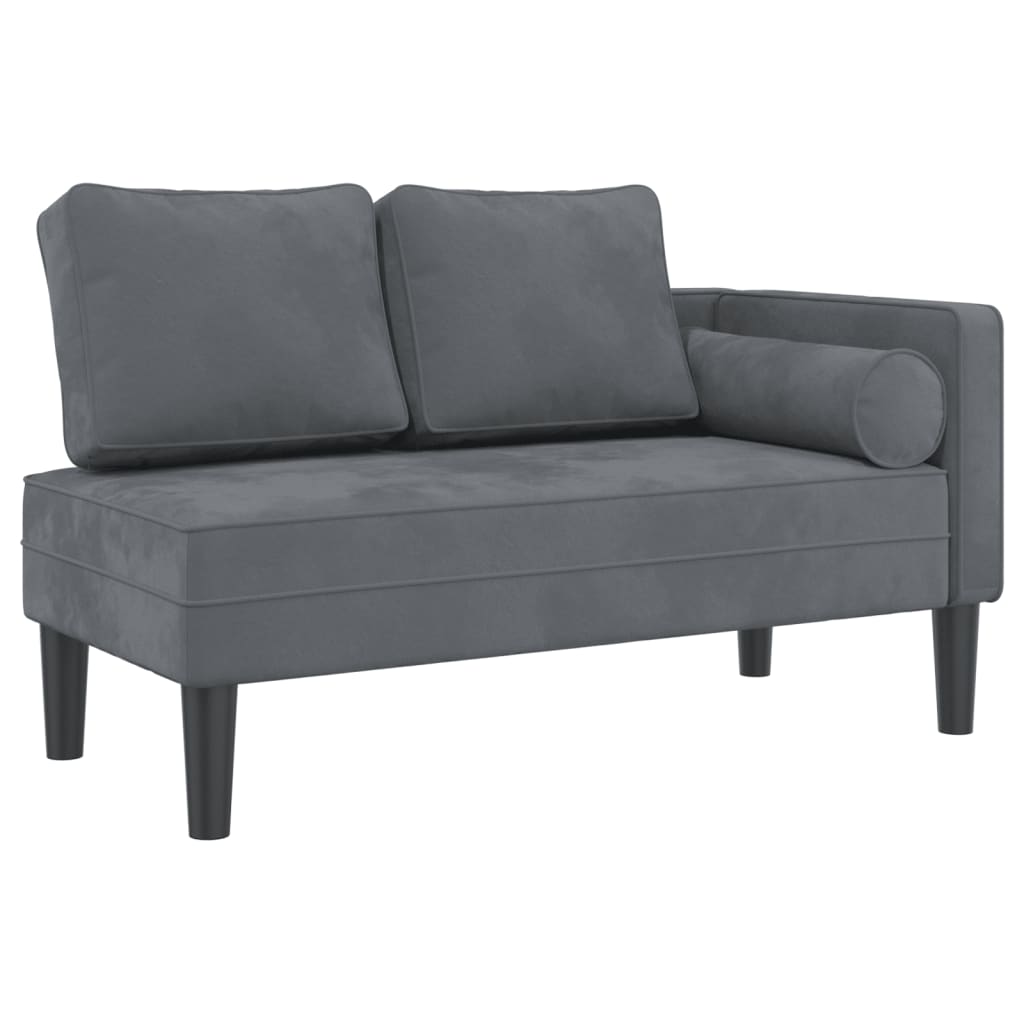 Chaise longue avec coussins gris foncé velours - XIOS
