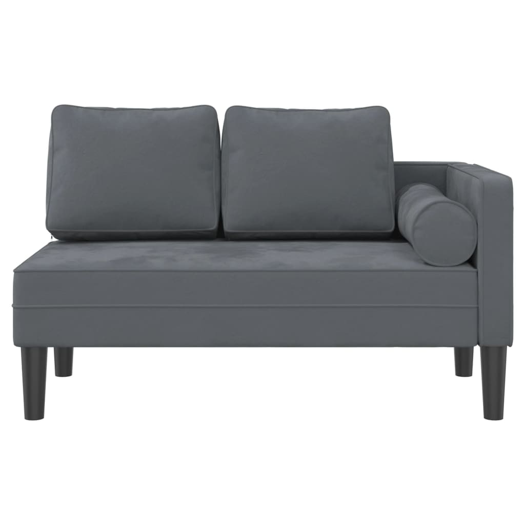 Chaise longue avec coussins gris foncé velours - XIOS
