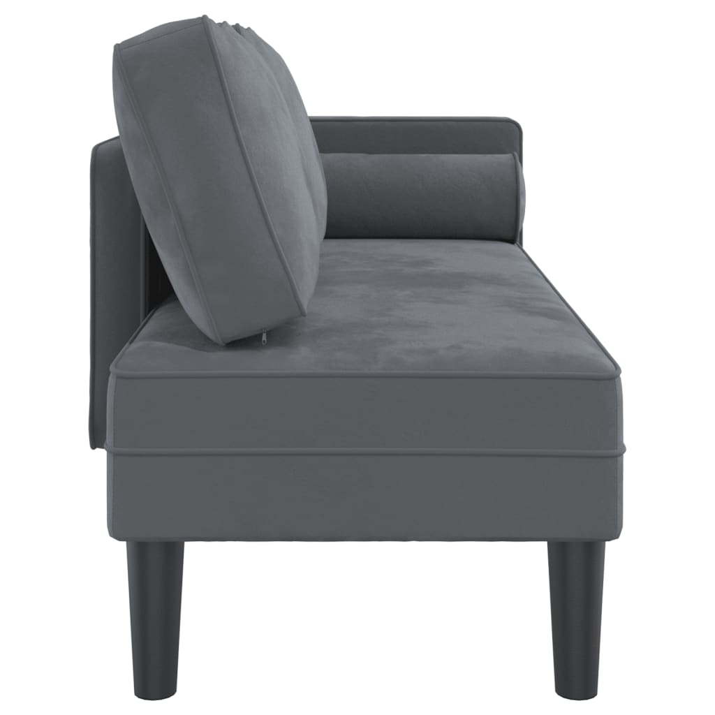 Chaise longue avec coussins gris foncé velours - XIOS