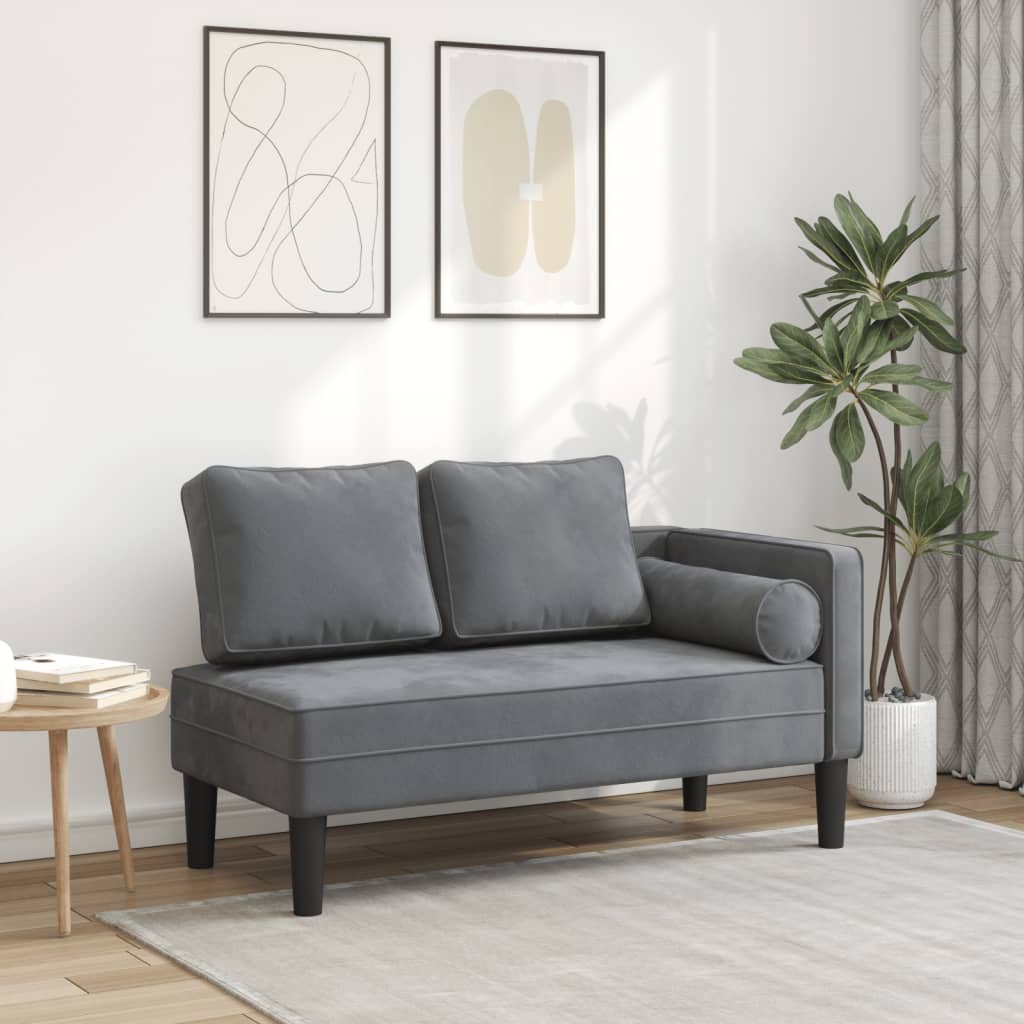 Chaise longue avec coussins gris foncé velours - XIOS